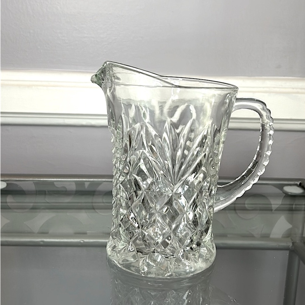 Vintage Anchor Hocking Prescut pineapple clear glass small pitcher creamer